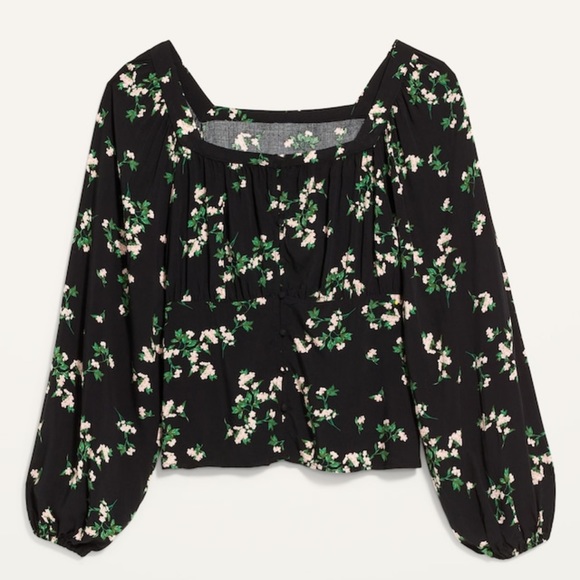 Old Navy Floral Black Peplum Top Sz Large NWT - Picture 13 of 14